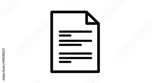 A simple black line drawing of a document icon on a clean white background viewed from directly above