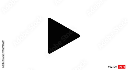 A black play button icon on a plain white background viewed from the front