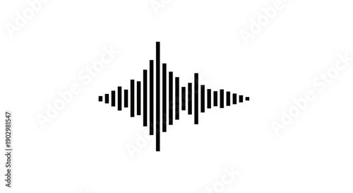 Sound wave signal graphic illustration on a clean background from a front viewpoint