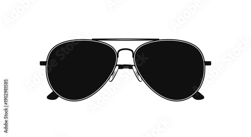 Sunglasses with dark lenses and sleek frames displayed on a clean white surface from a straightforward angle.