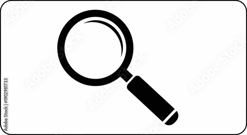 Magnifying glass illustration on a white background viewed from a straightforward perspective