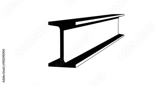 An I-beam metal profile viewed from an isometric perspective highlighting its structural integrity and industrial design