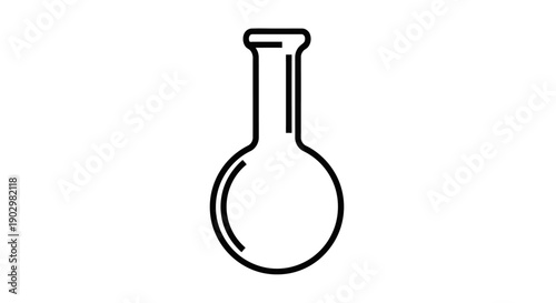 Simple line illustration of a round-bottom flask viewed from the side on a plain background