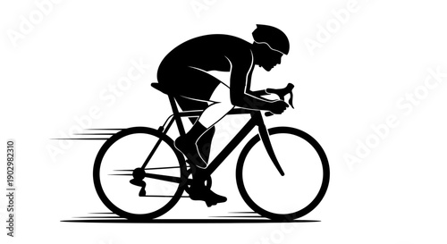 Cyclist Riding Bicycle with Intensity and Speed in Motion
