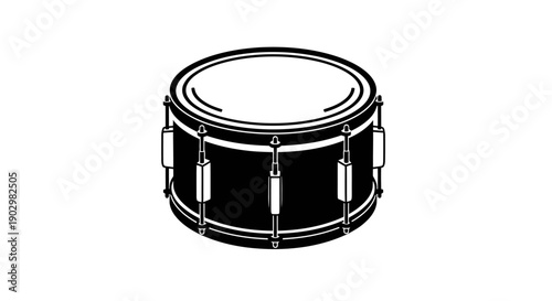 Illustration of a drum viewed from above on a white background showcasing its details