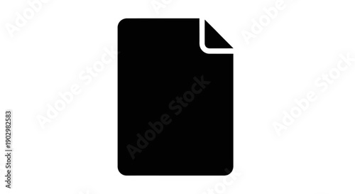 Simple black document icon with folded corner on a clean white background viewed from directly above