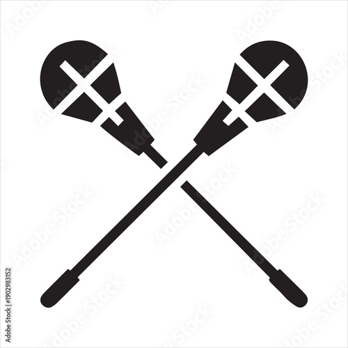 lacrosse stick glyph flat vector icon