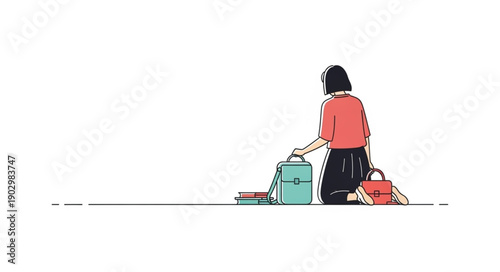 Young woman packing a bag for a trip.