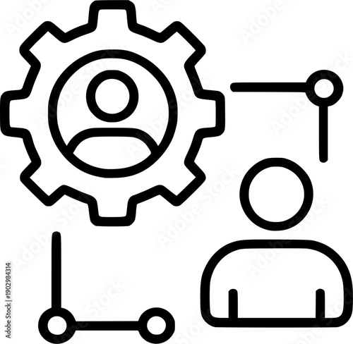 User Management Workflow Gear Profile Icon – Process & System Management Vector