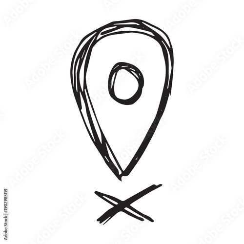 Free Download Hand drawn map pin Map marker pointer sign GPS and mapping tools Location pin symbol Pinpoint clipart in doodle style Single element for web, design - GFXLoad