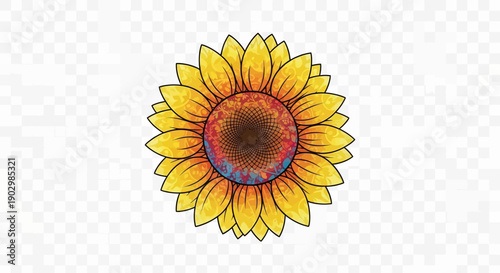 Vibrant watercolor sunflower illustration on transparent background showcasing artistic floral
