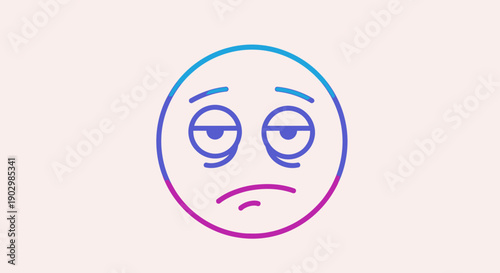 Vibrant gradient tired emoji illustrating sleepiness exhaustion boredom and general weariness