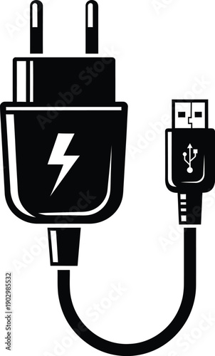 Electric charger and usb cable illustration