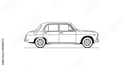 Vintage Car Illustration Sketch Style.