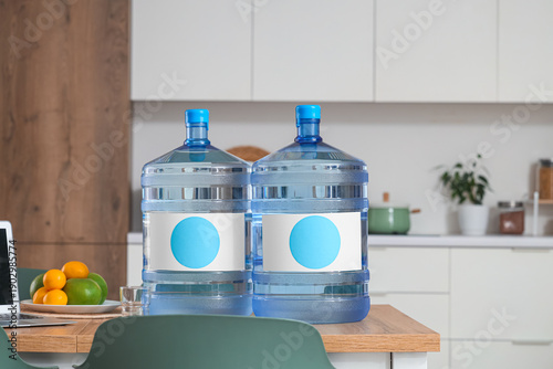Bottles of clean water on t...