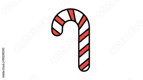 Simple line art illustration of a single long red chili pepper with a green stem and white highlights on a clean white background.