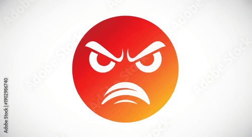 Vector illustration of a furious red and orange gradient emoji face depicting strong negative