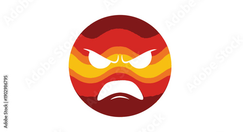 This fiery abstract graphic depicts intense anger and frustration, visually representing a boiling