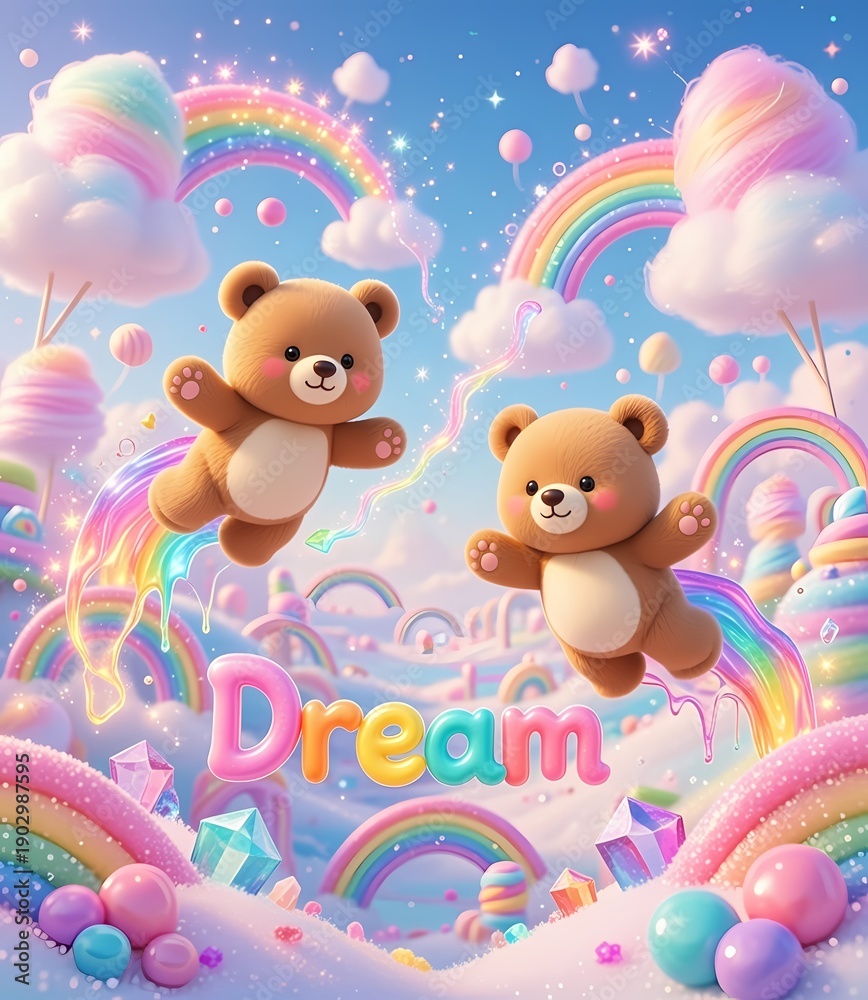 Naklejka premium Bear Buddies Dream Jump