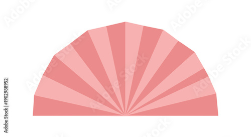 Pastel pink paper fan with geometric design isolated on a white background, showcasing elegant simplicity and soft color tones
