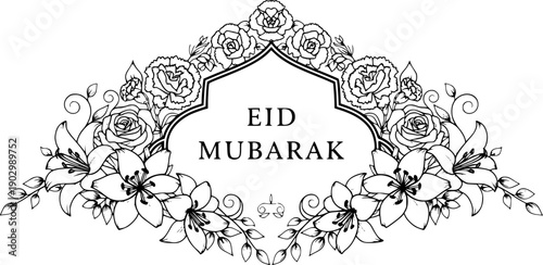 Elegant Eid Mubarak Floral Vector Design for Celebrations

