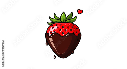 Chocolate covered strawberry illustration featuring fruit, dessert, love, sweetness, and indulgence on a clean background