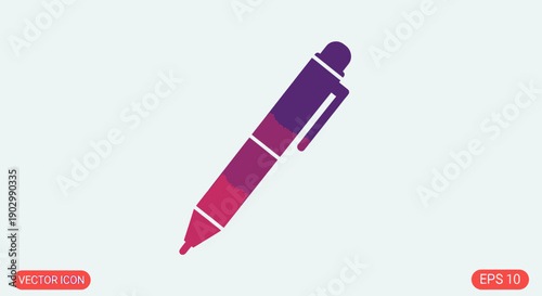 Modern gradient pen vector icon illustration, perfect for writing and office supplies design