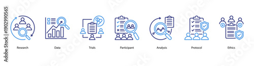 Clinical Research Foundation web banner featuring Research, Data, Trials, Participant, Analysis, Protocol, and Ethics.