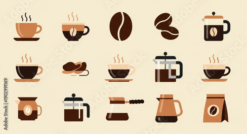 Collection of Coffee Related Icons and Symbols.