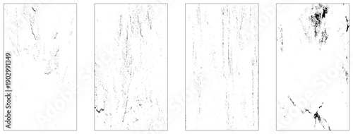 Grunge Black And White Urban Vector Texture Set Template. Dark Messy Dust Overlay Distress Background.