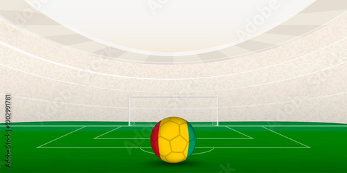 Guinean Football Stadium with National Flag Soccer Ball. 