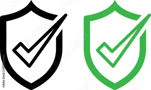 Secure protection icons with checkmarks for safety and approval