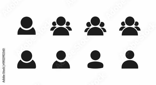 Simple Black Silhouette Human Icons Set