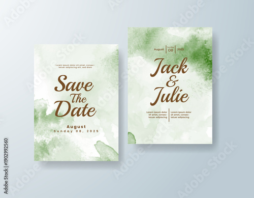 Wedding invitation with abstract splash watercolor