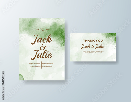 Wedding invitation with abstract splash watercolor