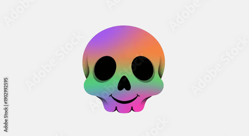 A vibrantly colored 3D cartoon skull with a friendly smile on a clean white background an engaging