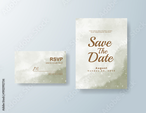 Wedding invitation with abstract splash watercolor