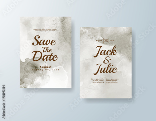 Wedding invitation with abstract splash watercolor