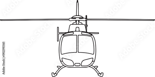 Outline drawing of a helicopter, front view, with a compass rose and date stamp, representing aviation, flight, and navigation concepts