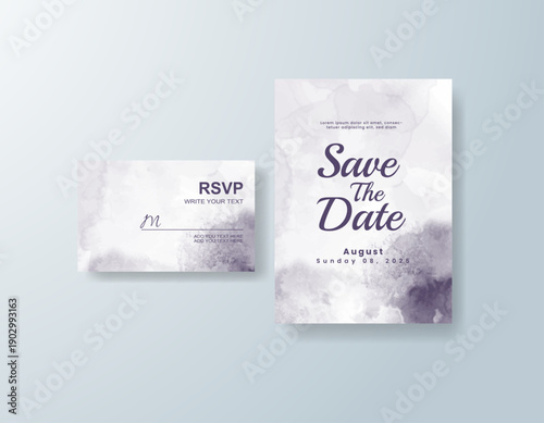 Wedding invitation with abstract splash watercolor
