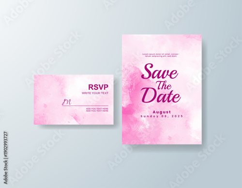 Wedding invitation with abstract splash watercolor