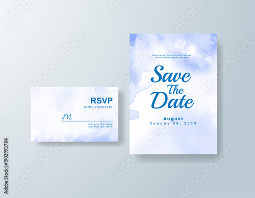 Wedding invitation with abstract splash watercolor