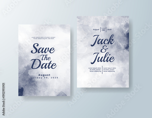 Wedding invitation with abstract splash watercolor