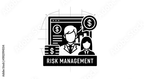 Risk Management Concept Icon with Business People and Dollar Signs