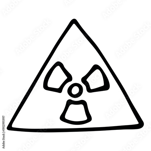 Hand drawn radiation sign Nuclear radiation hazard symbol Radioactive danger warning sign clipart in doodle style Nuclear safety Radioactive waste Single element for print, web, design, decor