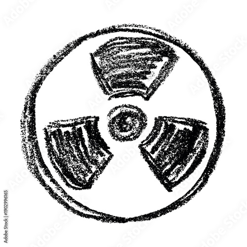 Hand drawn radiation sign Nuclear radiation hazard symbol Radioactive danger warning sign clipart in doodle style Nuclear safety Radioactive waste Single element for print, web, design, decor