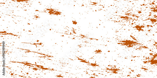 Old rusty metal wall with a dirty grunge texture featuring brown paint splatters and watercolor ink drops on a textured pattern design background