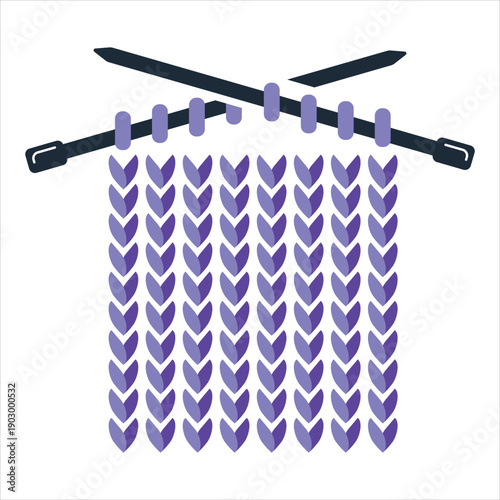 Knitting needles Pattern Background and purple yarn craft vector illustration