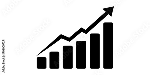 A 3d business graph with a green arrow showing financial growth and market success on a white background illustration for data progress and stock investment profit