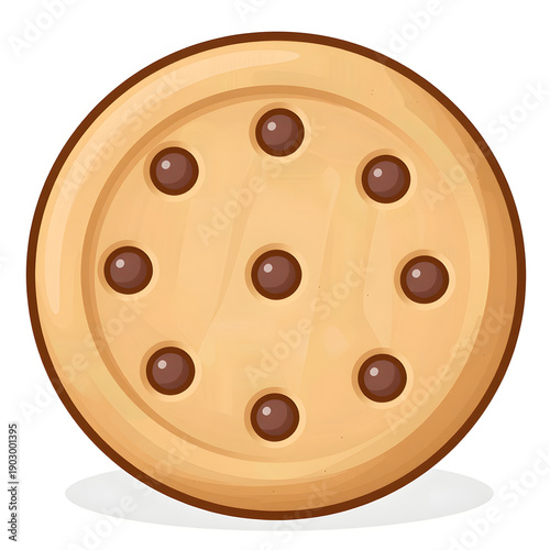 Delicious Round Cookie with Chocolate Chips on a Bright Background